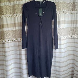 Wild Fable | Long Sleeve Rib Henley Midi Dress